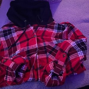 Flannel Hooded button up (Folded in picture)